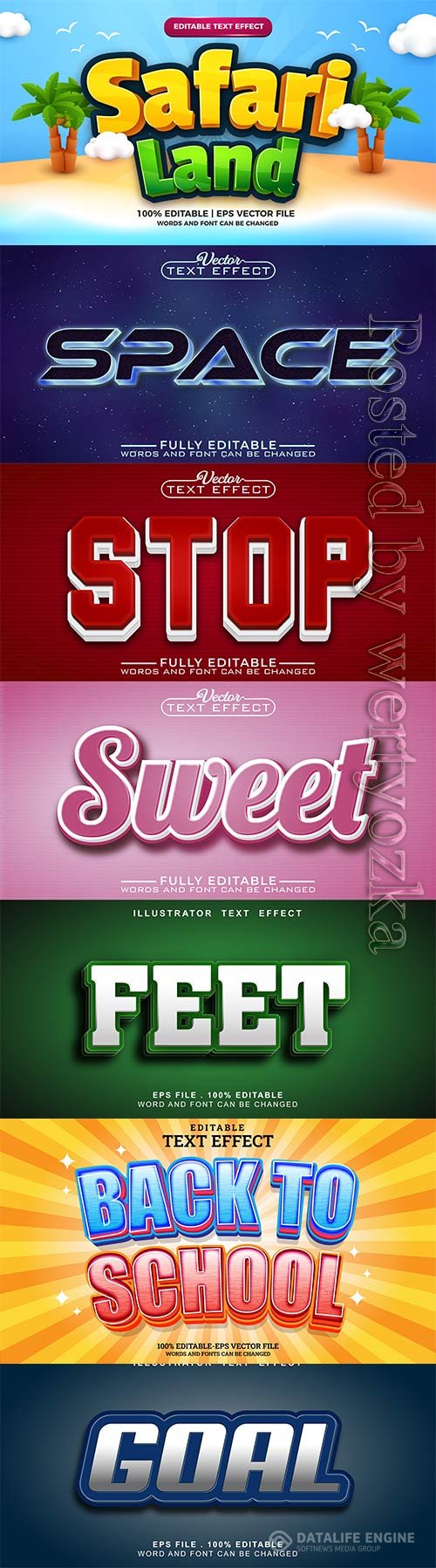 3d editable text style effect vector vol 781