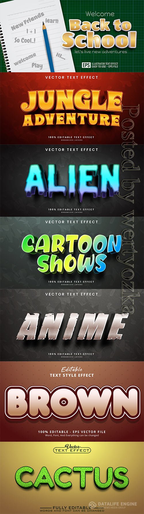 3d editable text style effect vector vol 777