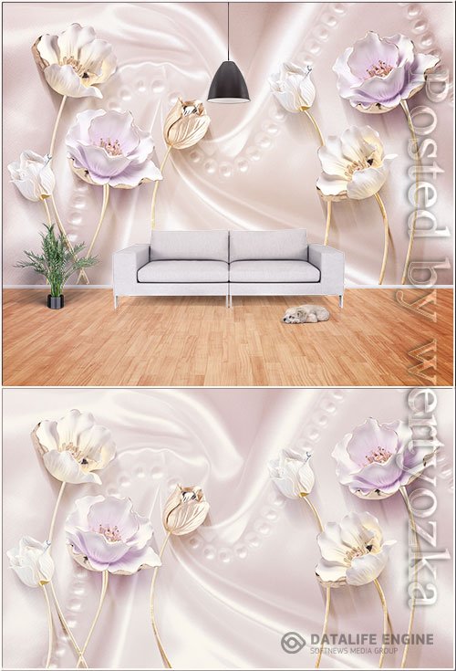 3d pink satin stereo tulip jewelry background wall