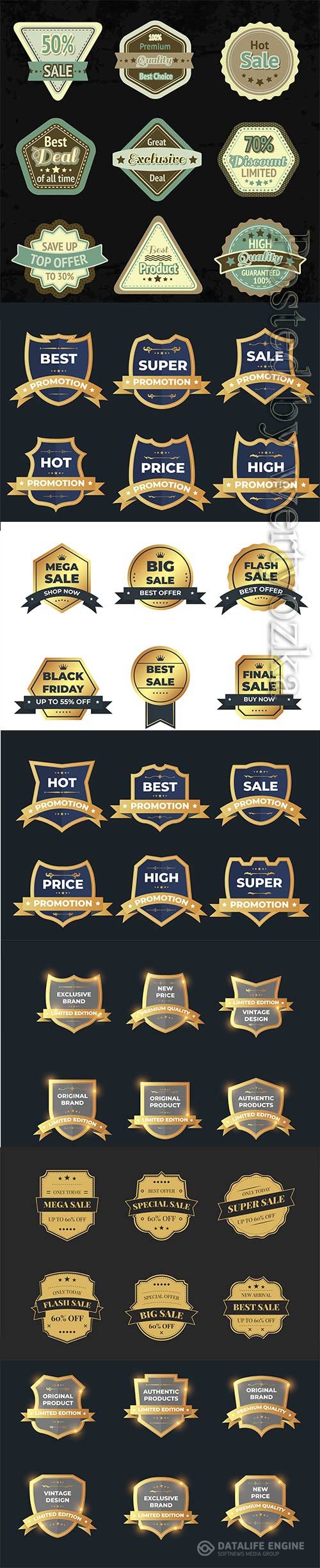 Set of retro vintage vector sale badge