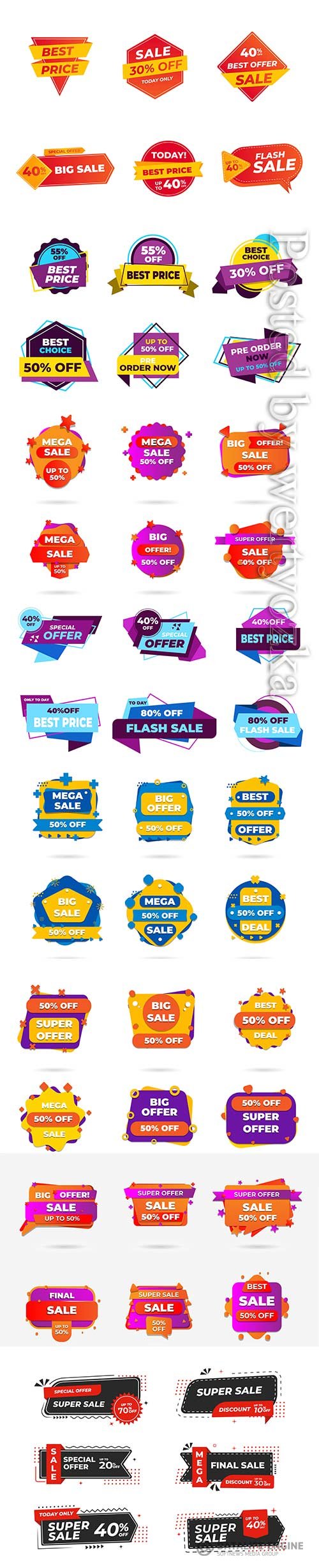 Sale banners and tag, labels, discount sticker