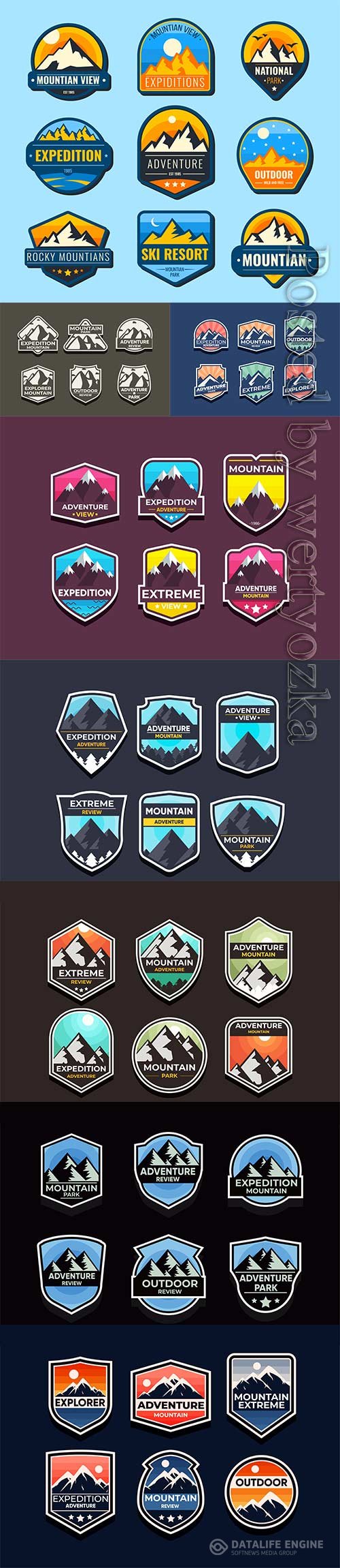 Explore mountain advanture symbol vector set