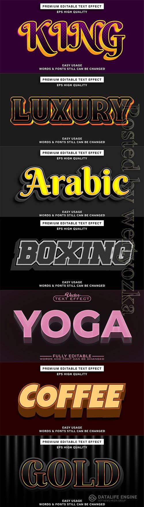 3d editable text style effect vector vol 837