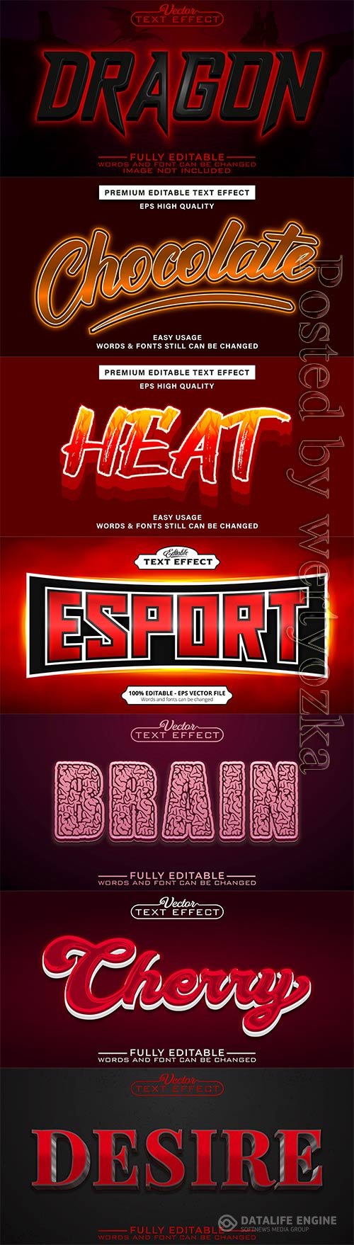 3d editable text style effect vector vol 835