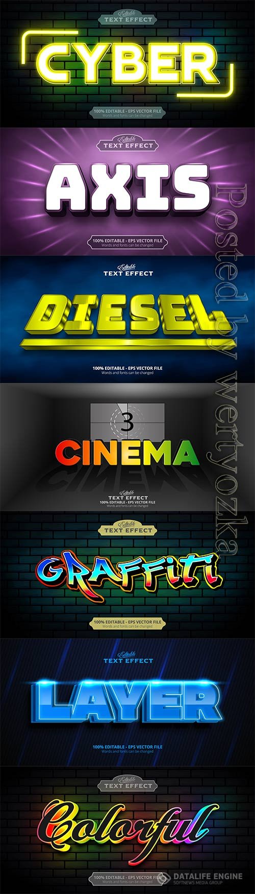 3d editable text style effect vector vol 832