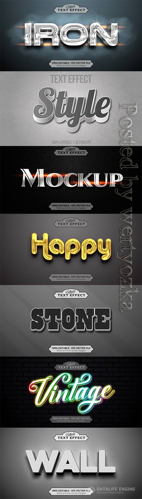 3d editable text style effect vector vol 828