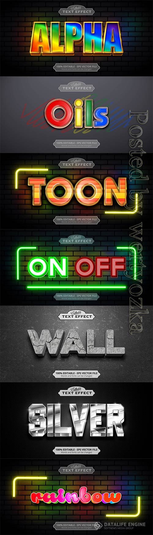 3d editable text style effect vector vol 829