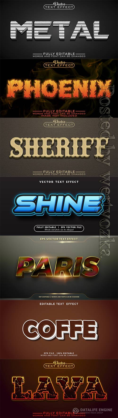 3d editable text style effect vector vol 824