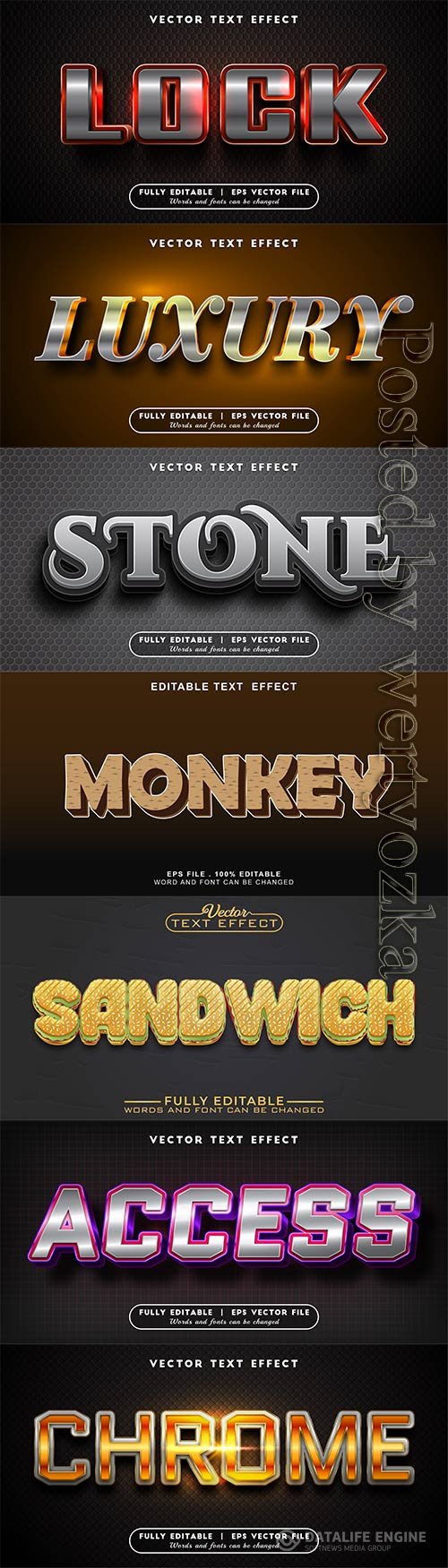 3d editable text style effect vector vol 822