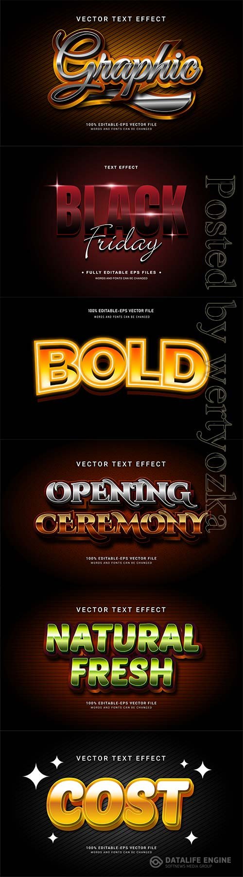 3d editable text style effect vector vol 841