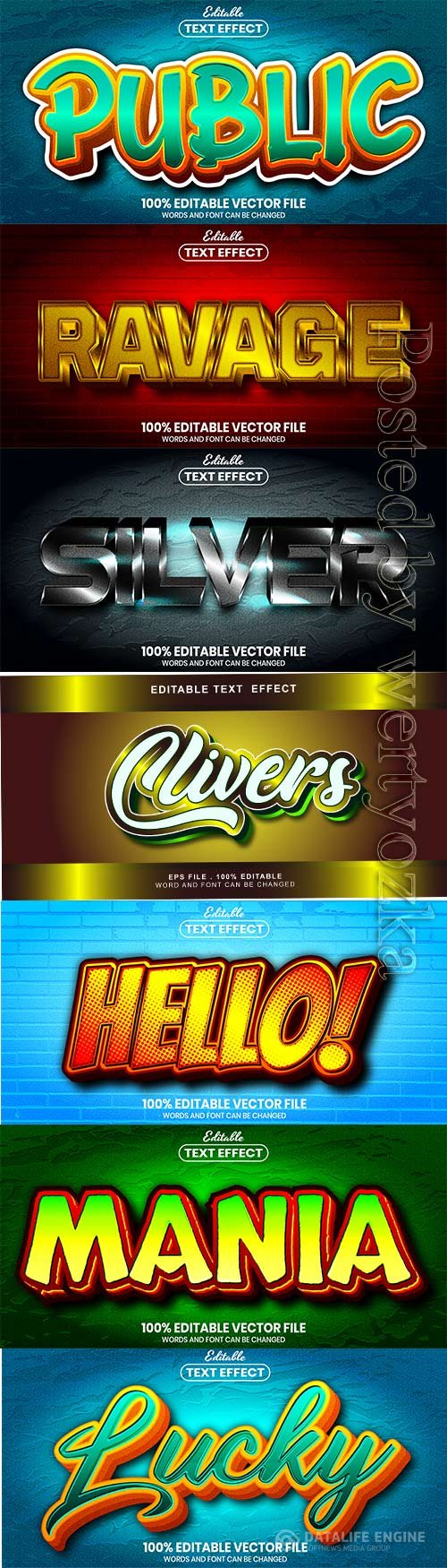 3d editable text style effect vector vol 848