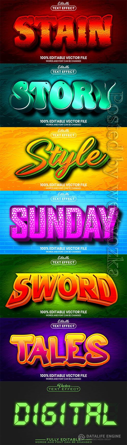 3d editable text style effect vector vol 844