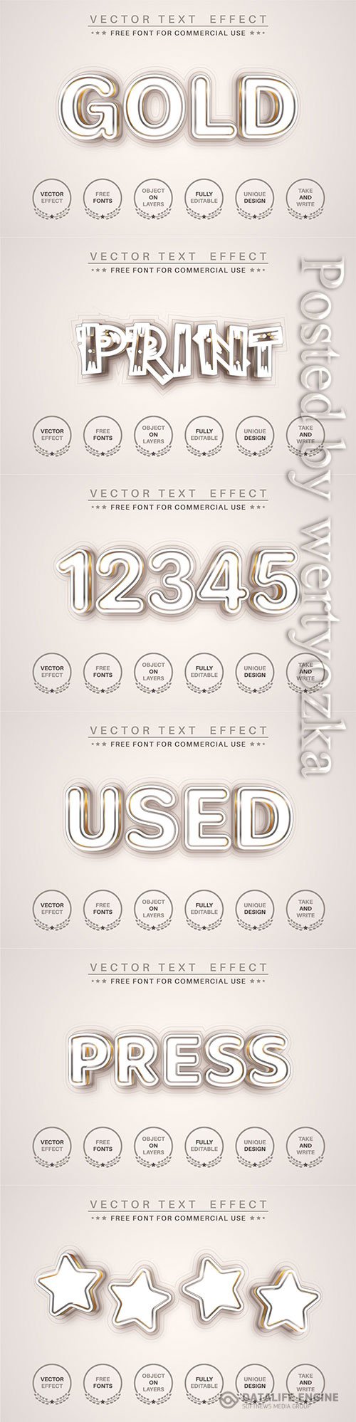 Gold line - editable text effect, font style