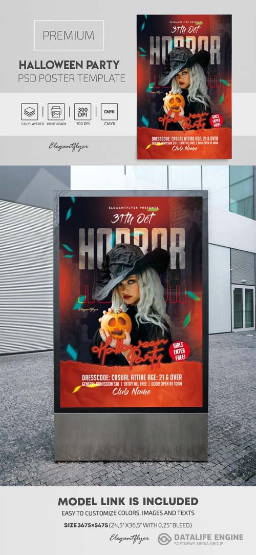 Halloween Horror Party PSD Flyer