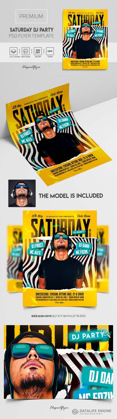 Saturday DJ Party Premium PSD Flyer Template