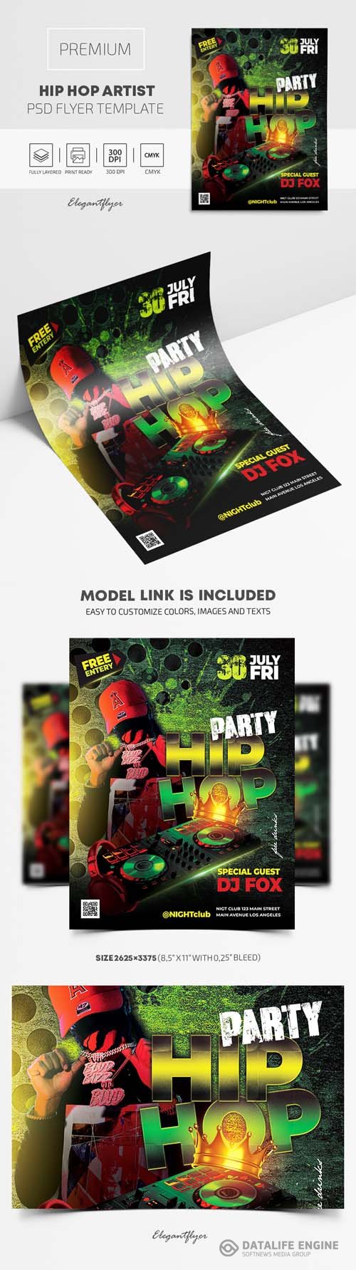 Hip Hop Artist Premium PSD Flyer Template