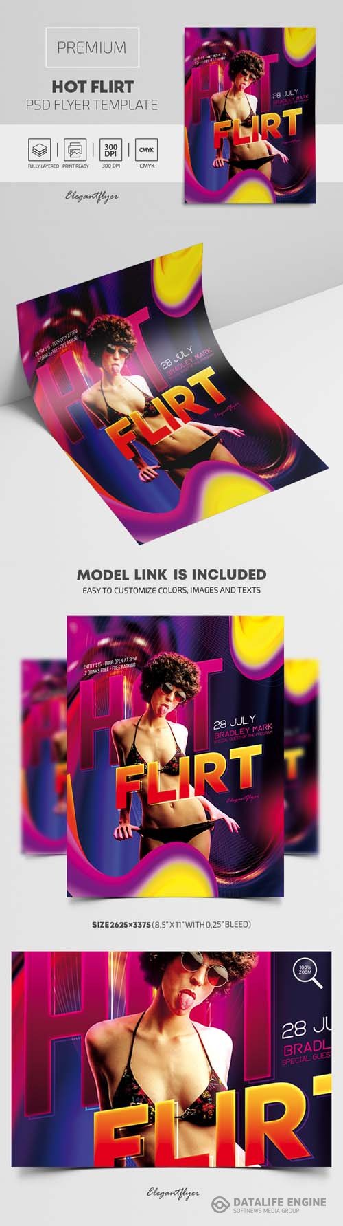 Hot Flirt Party Premium PSD Flyer Template