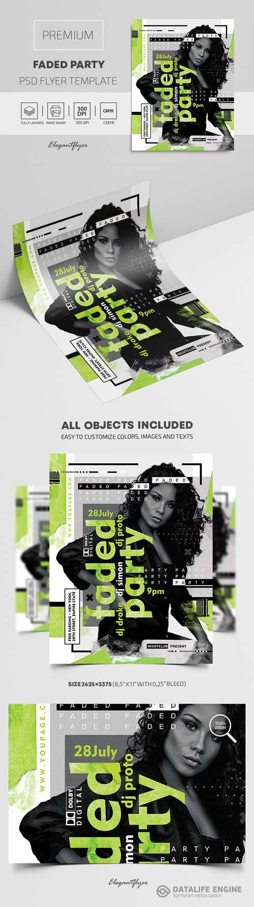 Faded Party Premium PSD Flyer Template