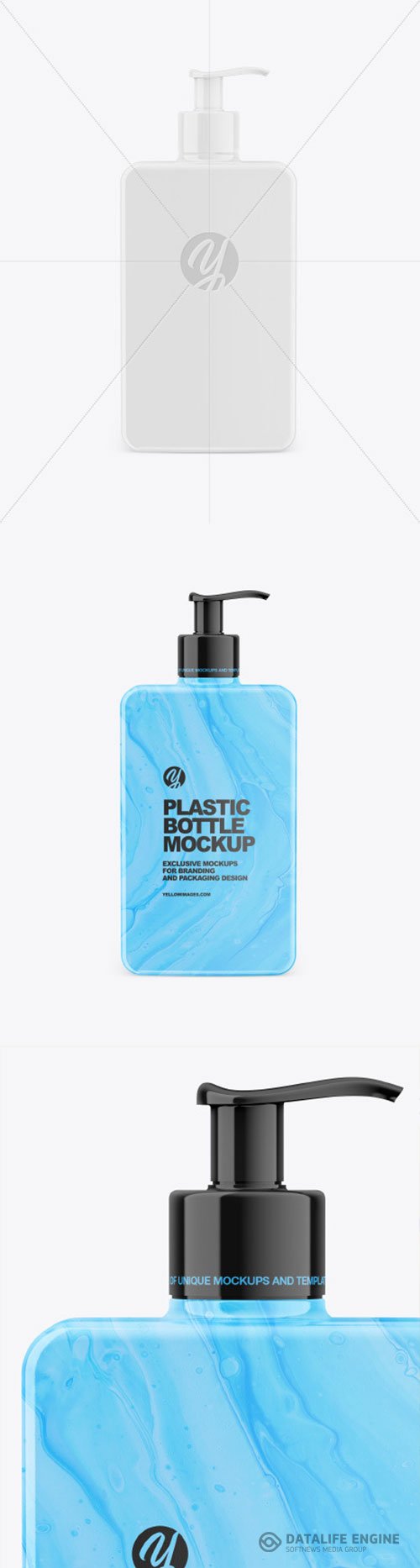 Plastic Square Bottle with Pump Mockup 86532