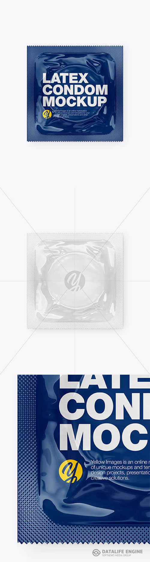 Glossy Square Condom Packaging Mockup 86388