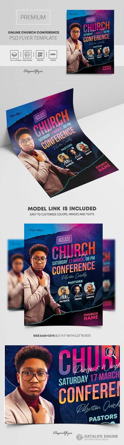 Online Church Conference Premium PSD Flyer Template