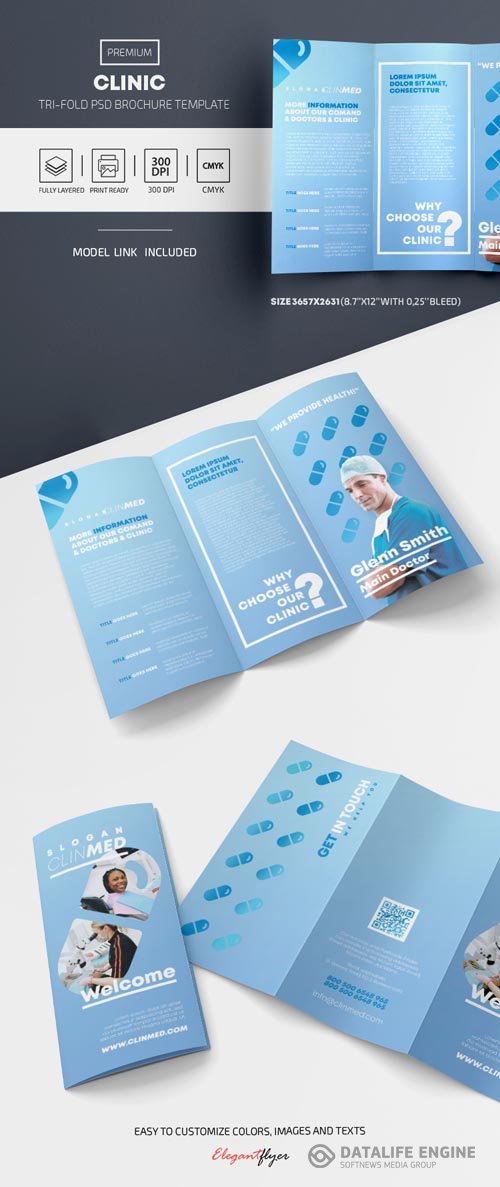 Clinic Premium Tri Fold PSD Template