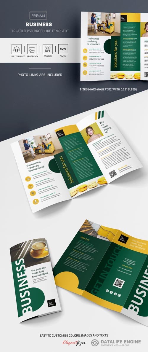 Business School Premium PSD Tri Fold Brochure Template