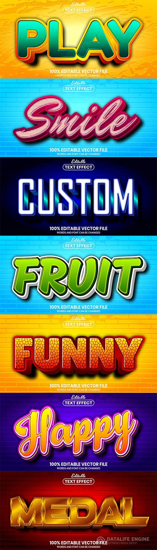 3d editable text style effect vector vol 860