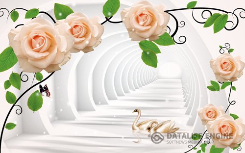 3d modern floral background wall