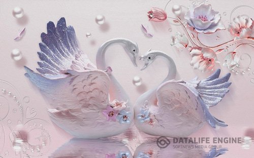 3d beautiful romantic swan pearl lotus tv background wall