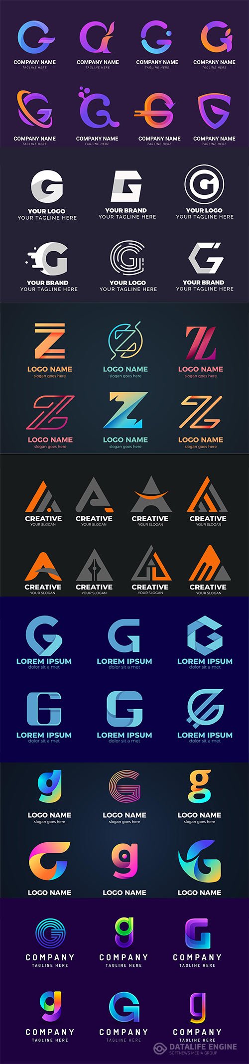 Letters logos and signs in vector