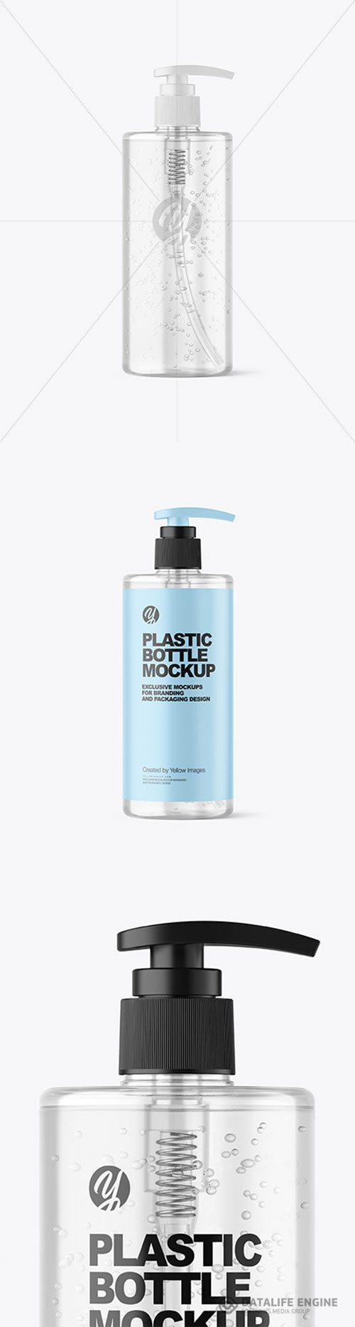 Clear Cosmetic Bottle with Pump Mockup 86455