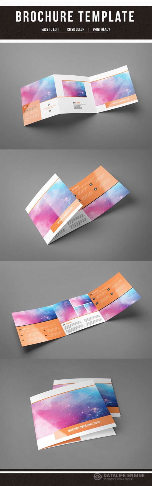 AdobeStock Square Trifold Brochure Layout with Orange Accents 199626929