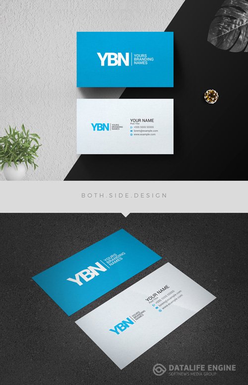 AdobeStock Business Card Layout with Blue Accents 204272823