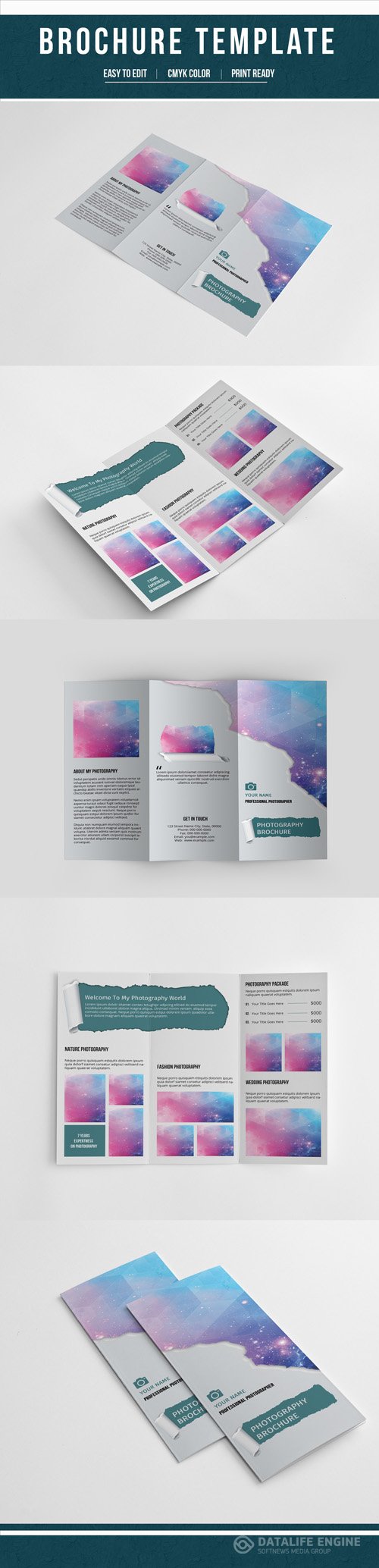 AdobeStock Trifold Brochure Layout with Paper Tear Element 4 189528172