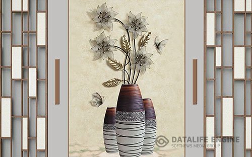 Wood grain stone 3d floral stereo tv background wall