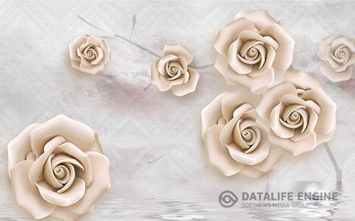 3d rose flower embossed background wall