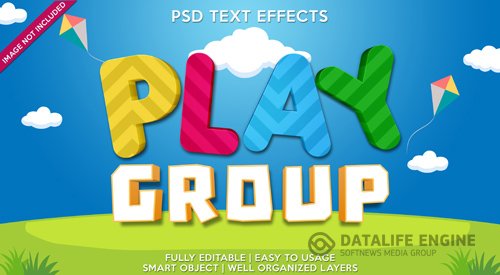 Play group text effect Premium Psd