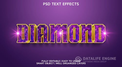 Diamond text effect Premium Psd