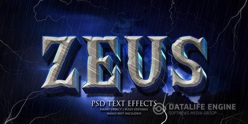 Zeus text effect Premium Psd