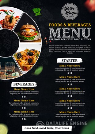 Vintage food and beverages menu best for restaurant promotion premium psd template