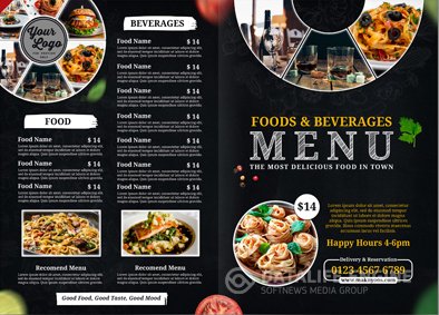 Restaurant food beverages menu premium psd template