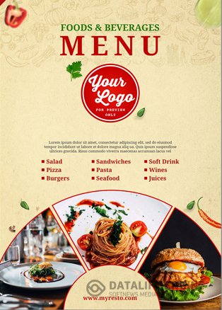 Food menu cover design premium psd template