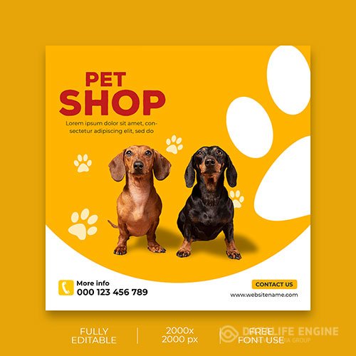 Pet shop promotion banner template premium psd