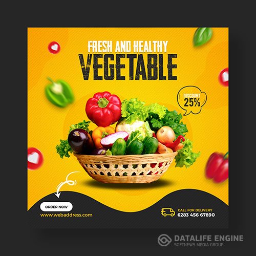 Healthy food and vegetable banner template premium psd