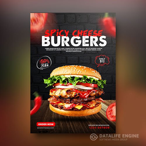 Fast food burger poster premium psd