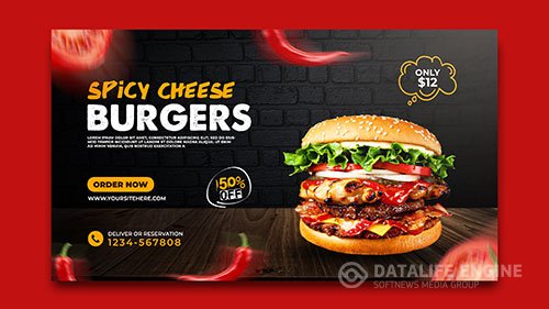 Fast food burger web banner psd template