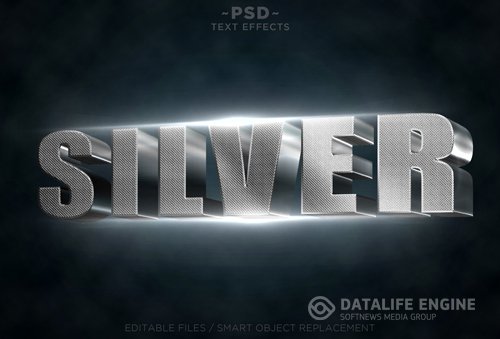 Silver text effects Premium Psd