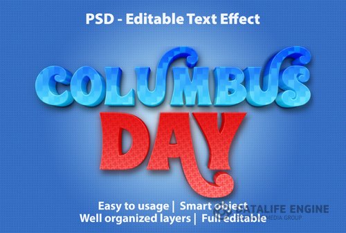 Editable text effect columbus day premium Premium Psd