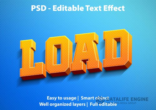 Editable text effect load premium Premium Psd